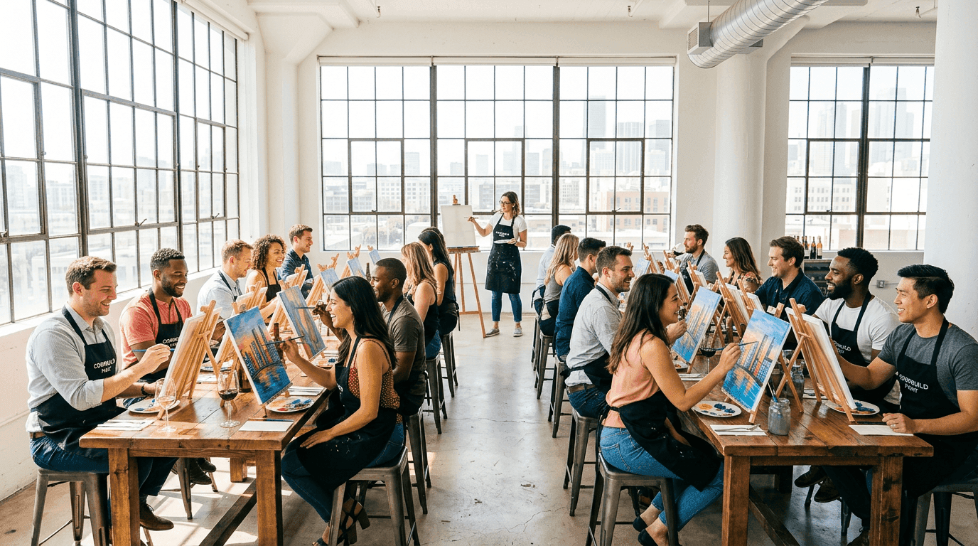 Corporate team painting event