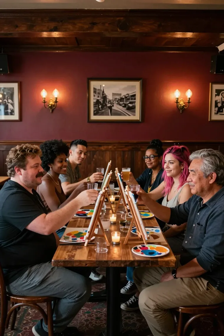 A table of friends toasting